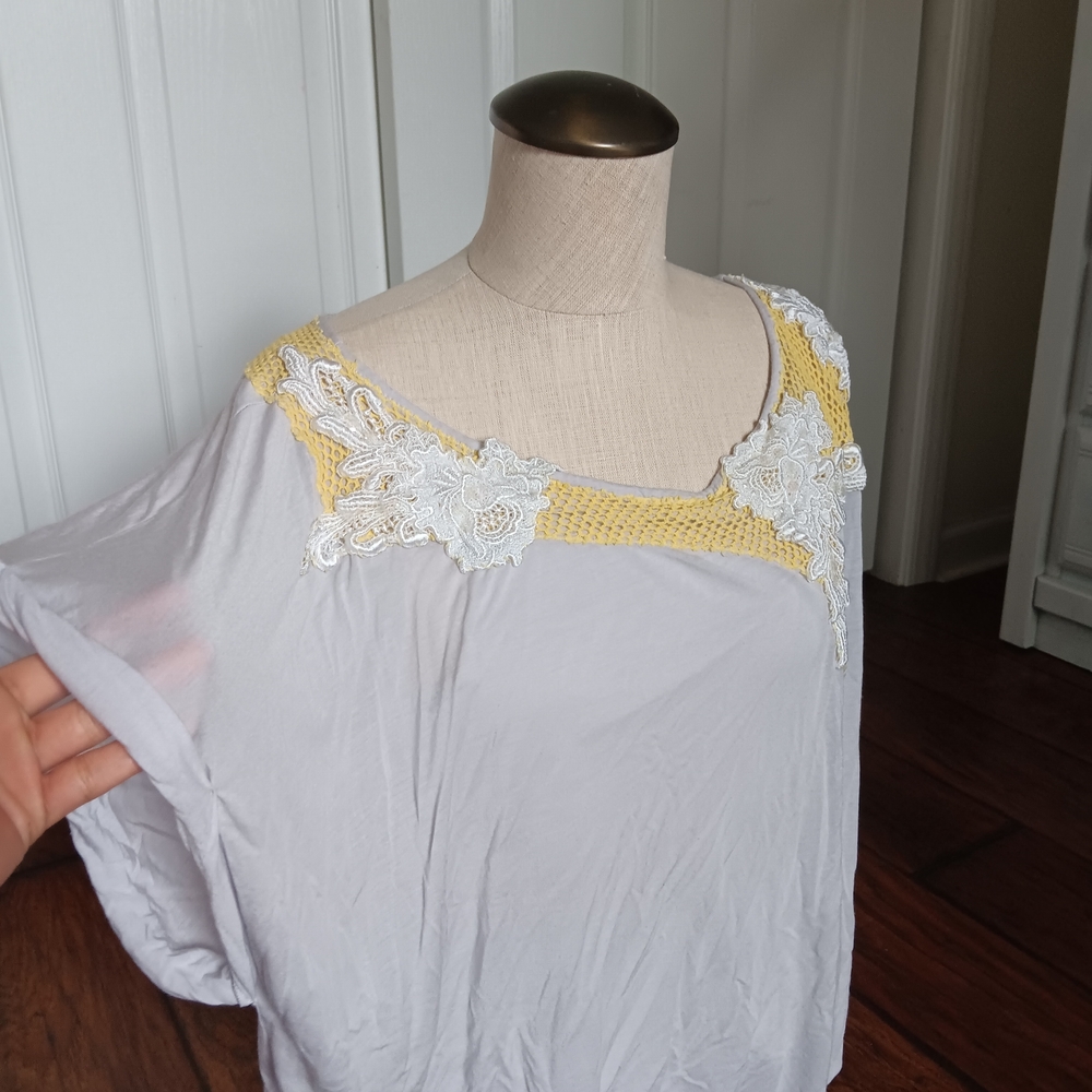 Free People White and Yellow Blouse